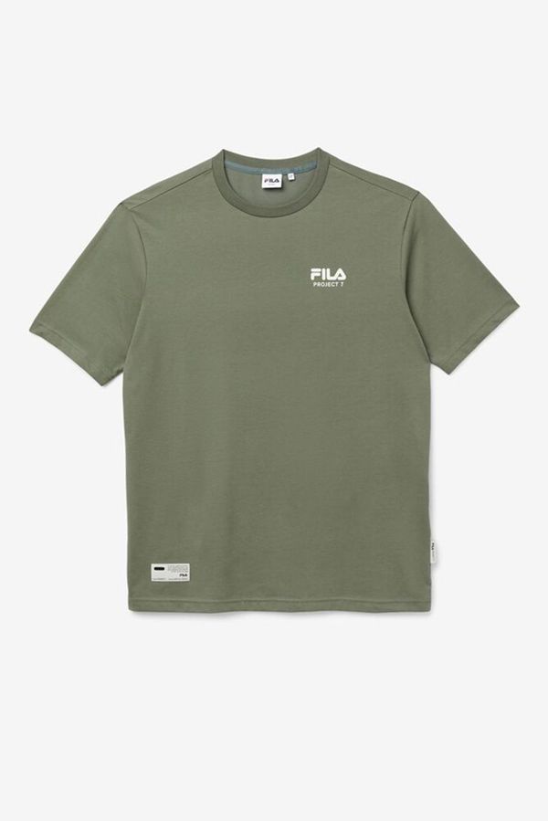 Camisetas Manga Corta Fila Hombre Kaki - Project 7 Logo - España 065184QYE